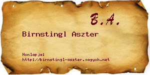 Birnstingl Aszter névjegykártya